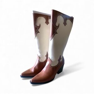 ZODIAC Dawson Brown/Cream Women's Western Boots Size 11 Y2K Coastal Cowgirl NWT